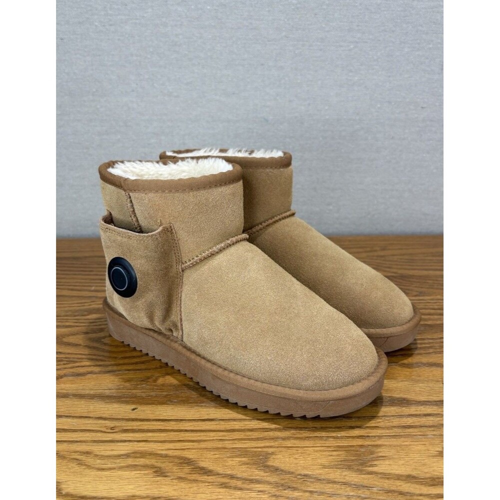 Hothugz Electric Heated Slipper Boots Women 8 Men 6.5 Camel Suede Rechargeable